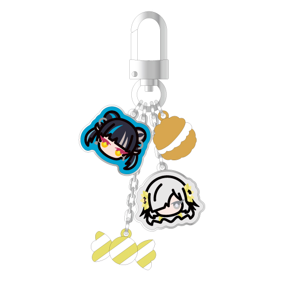 <シンギュラリティライブ 特典グッズ><br />商品名:春猿火&ヰ世界情緒 アイコンメタルキーホルダー<br />サイズ仕様:キーホルダー金具4.5×1.8cm / キーホルダーパーツ3.5cm以内<br />商品説明:すとろぼさんのお馴染みアイコンにシュークリームとキャンディが付属したポップなメタルキーホルダーです。箱に入れてお渡しします。<br />※特典グッズは現地引き換えになります。